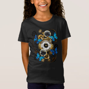 Steampunkgeere und blaue Schmetterlinge T-Shirt