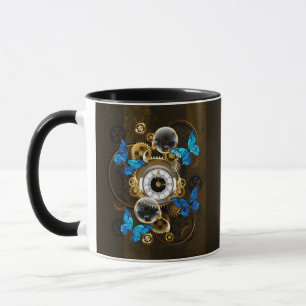 Steampunkgeere und blaue Schmetterlinge Tasse