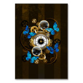 Steampunkgeere und blaue Schmetterlinge Tischnummer (Vorderseite)