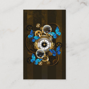 Steampunkgeere und blaue Schmetterlinge Visitenkarte