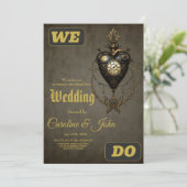 Steampunkherz Einladung (Stehend Vorderseite)