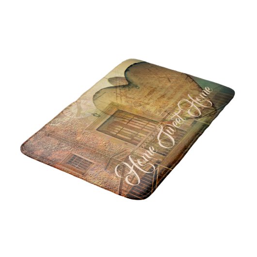 Steampunkherz, Fenster und Uhr Badematte (Schrägansicht)