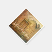 Steampunkherz, Fenster und Uhr Serviette (Ecke)