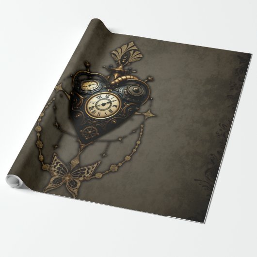 Steampunkherz Geschenkpapier (Ungerollt)