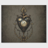 Steampunkherz Geschenkpapier (Flach)