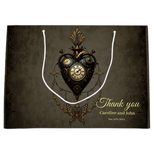 Steampunkherz Große Geschenktüte (Vorderseite)