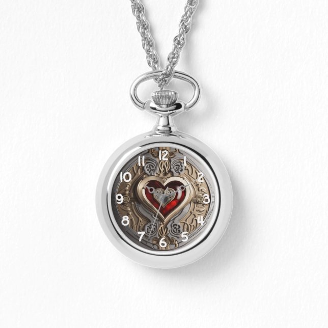 Steampunkherz - Mechanische Liebe Armbanduhr (Vorderseite)