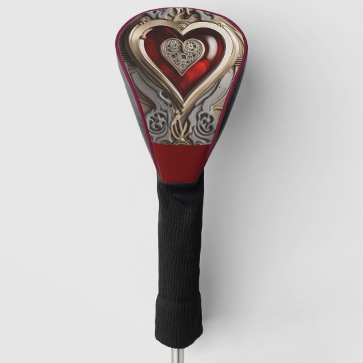Steampunkherz - Mechanische Liebe Golf Headcover (Vorderseite)