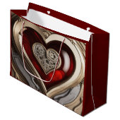 Steampunkherz - Mechanische Liebe Große Geschenktüte (Vorderseite Schrägansicht)