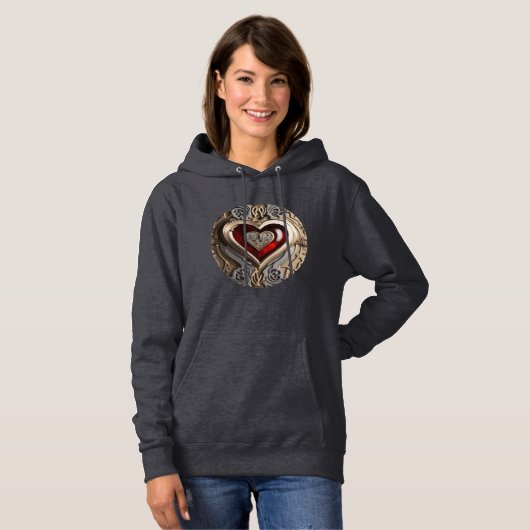 Steampunkherz - Mechanische Liebe Hoodie (Vorne ganz)