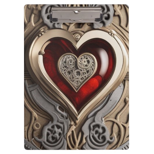 Steampunkherz - Mechanische Liebe Klemmbrett (Vorderseite)