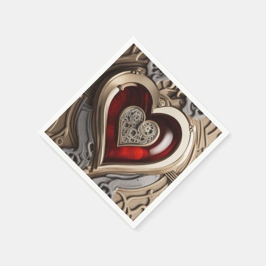 Steampunkherz - Mechanische Liebe Serviette (Ecke)