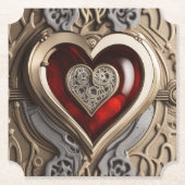 Steampunkherz - Mechanische Liebe Untersetzer (Vorderseite)