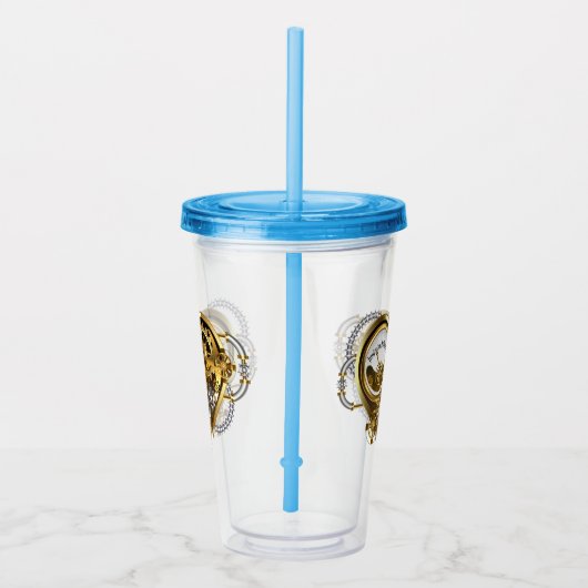 Steampunkherz mit Manometer Acryltrinkbecher (Rechts)