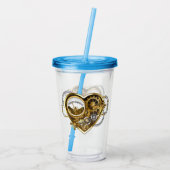 Steampunkherz mit Manometer Acryltrinkbecher (Rückseite)