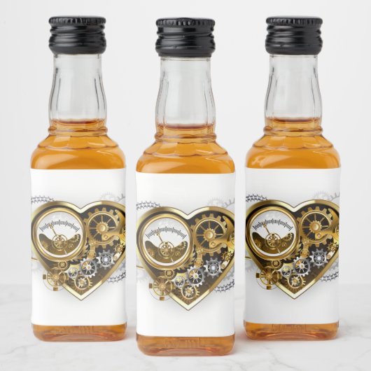 Steampunkherz mit Manometer Alkoholflaschenetikett (Flaschen)