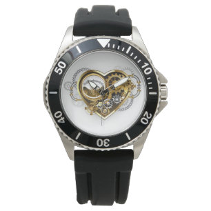 Steampunkherz mit Manometer Armbanduhr