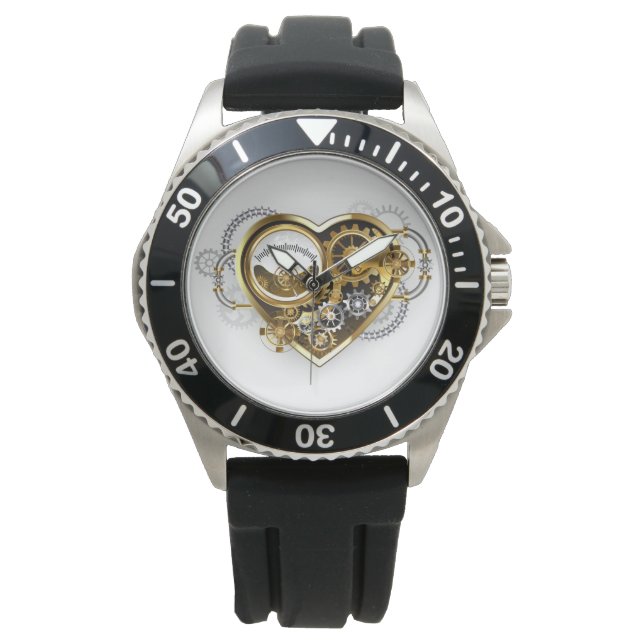 Steampunkherz mit Manometer Armbanduhr (Vorderseite)