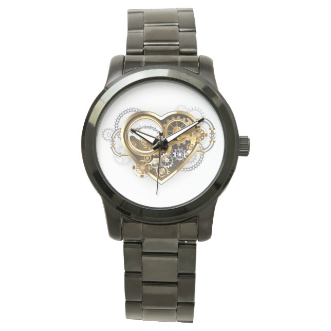 Steampunkherz mit Manometer Armbanduhr (Vorderseite)