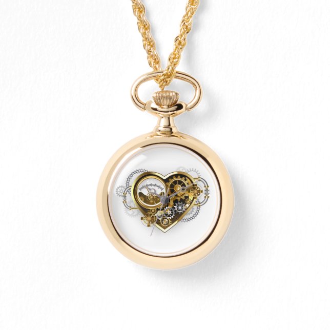 Steampunkherz mit Manometer Armbanduhr (Vorderseite)