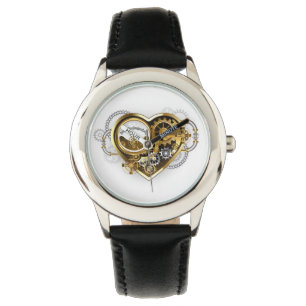 Steampunkherz mit Manometer Armbanduhr