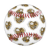 Steampunkherz mit Manometer Baseball (Rückseite)