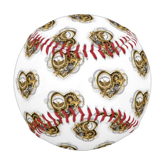 Steampunkherz mit Manometer Baseball (Vorderseite)