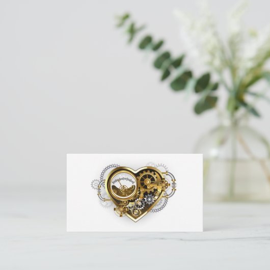 Steampunkherz mit Manometer Begleitkarte (Stehend Vorderseite)