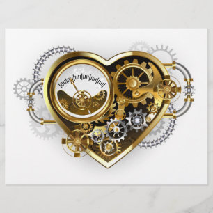 Steampunkherz mit Manometer Briefbogen
