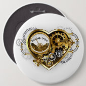 Steampunkherz mit Manometer Button (Vorne & Hinten)