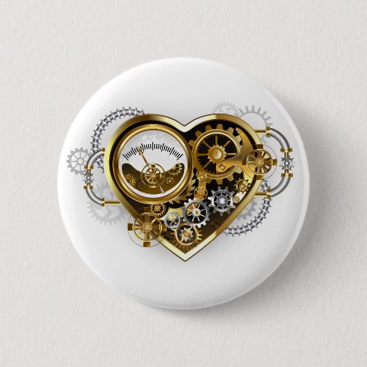 Steampunkherz mit Manometer Button (Vorderseite)