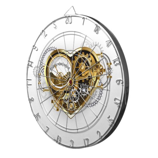 Steampunkherz mit Manometer Dartscheibe (Vorderseite rechts)