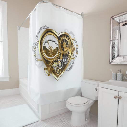 Steampunkherz mit Manometer Duschvorhang (Beispiel)