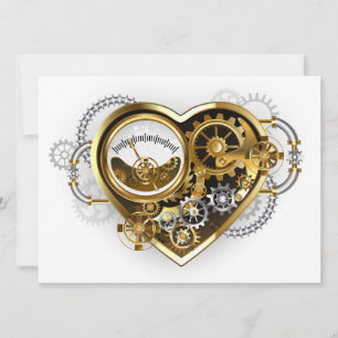 Steampunkherz mit Manometer Einladung