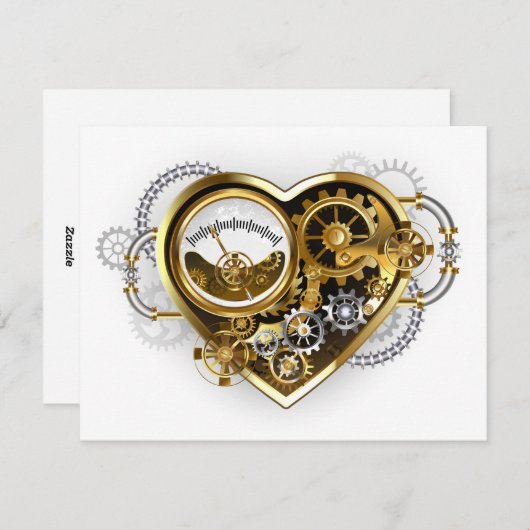 Steampunkherz mit Manometer Feiertagskarte (Vorne/Hinten)