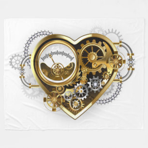 Steampunkherz mit Manometer Fleecedecke