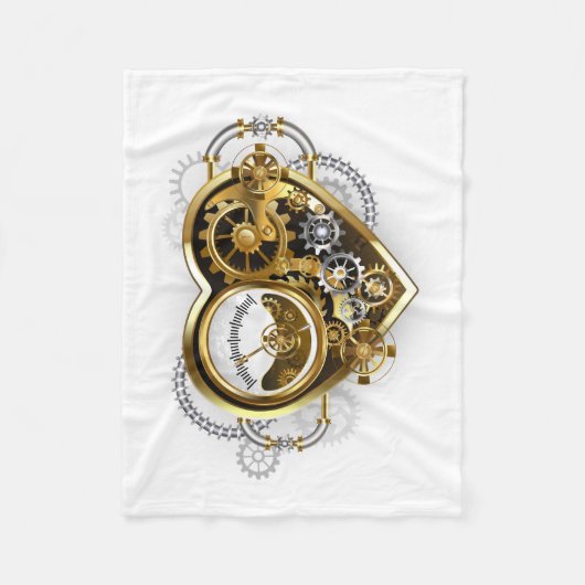 Steampunkherz mit Manometer Fleecedecke (Vorderseite)