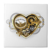 Steampunkherz mit Manometer Fliese (Vorderseite)