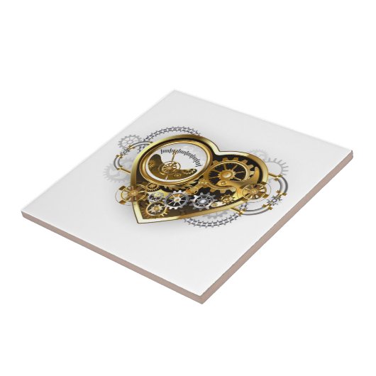 Steampunkherz mit Manometer Fliese (Seite)
