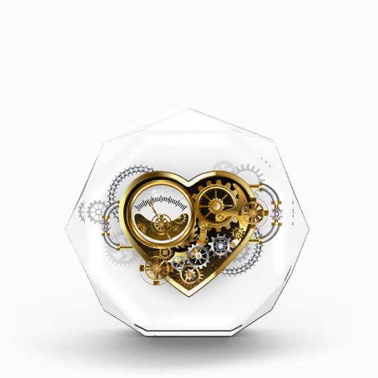 Steampunkherz mit Manometer Fotoblock (Vorderseite)