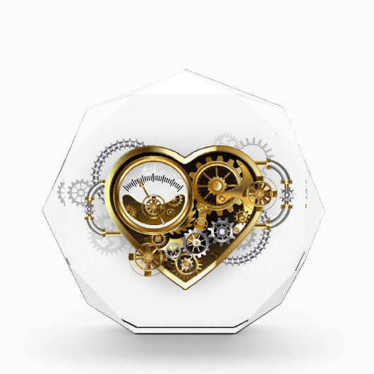 Steampunkherz mit Manometer Fotoblock (Vorderseite)