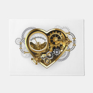 Steampunkherz mit Manometer Fußmatte