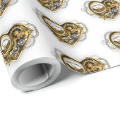 Steampunkherz mit Manometer Geschenkpapier (Rolleneckpunkt)