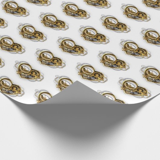 Steampunkherz mit Manometer Geschenkpapier (Ecke)