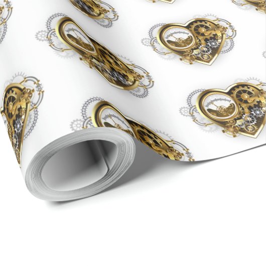 Steampunkherz mit Manometer Geschenkpapier (Rolleneckpunkt)