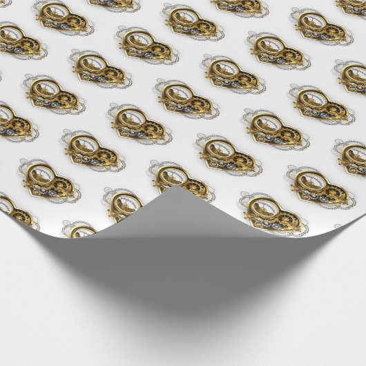 Steampunkherz mit Manometer Geschenkpapier (Ecke)