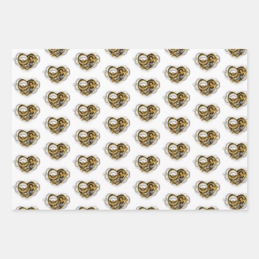 Steampunkherz mit Manometer Geschenkpapier Set (Vorderseite 3)