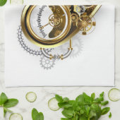 Steampunkherz mit Manometer Geschirrtuch (Gefaltet)