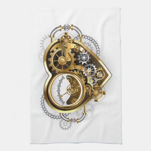Steampunkherz mit Manometer Geschirrtuch (Vertikal)