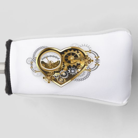 Steampunkherz mit Manometer Golf Headcover (Vorderseite)